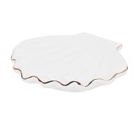 AKOOSY Plateau Organisateur Bijoux Céramique Blanc avec Bordure Dorée Présentoir Décoratif pour Bagues Boucles Oreilles et Accessoires Plateau de Rangement et pour Bureau et Maison
