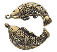 AKOOSY Porte-clés Pendentif Carpe En Laiton Doré 2 Pièces, Léger Et Robuste, Suspendu Créatif, Décoration Pour Clés De Voiture, Présent Chance Feng Shui, Usage Quotidien