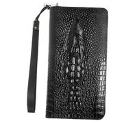 AKOOSY Portefeuille Long pour Homme à Motif Reptile en PU, Portefeuille à Deux Volets Fermeture Éclair, Grand Porte-Cartes Pratique, Paquet à Main pour Usage Quotidien, Noir