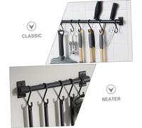 AKOOSY Rack de mur de crochet serviette monté ustensiles suspendus support à ustensiles mural cintre de casserole de rail de cuisine Espace aluminium Noir