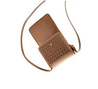 AKOOSY Sac Bandoulière Femme Cuir PU avec Motif Découpé Pochette Téléphone Portable pour Usage Quotidien Sac Main Pratique pour Cartes et Monnaie Marron