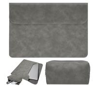 AKOOSY Sacoche en Cuir Pu Simple Apparence pour Ordinateur Portable Compatible Protection Chocs avec Pochette Zippée de Rangement pour Souris et Adaptateurs