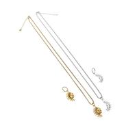 AKOOSY Set Bijoux Couple Asymétrique Soleil et Lune Parure Minimaliste avec Collier et Boucles Oreilles Légères Cadeau Élégant pour Mariage et Anniversaire