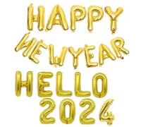 AKOOSY Set de Ballons Aluminium Décoration Nouvel An Festive pour Fête Anniversaire Mariage avec Ballons Gonflables Dorés et Message Happy Year