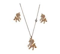 AKOOSY Set de Bijoux Licorne pour Femme avec Collier Pendentif et Boucles d'Oreilles Alliage de Zinc et Cristaux Cadeau Mode pour Filles