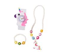AKOOSY Set Licorne Garçon Fille Silicone Montre Slap Bracelet Collier Cartoon Bijoux Fille Cadeau Ans Sécurisé
