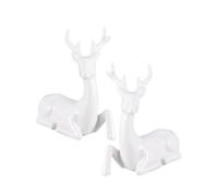 AKOOSY Statuette Cerf Couple en Céramique, Lot de 2, Blanc