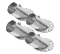 AKOOSY Support Mural pour Tringle à Penderie 90° en Acier Inoxydable, Bride d'angle Robuste Argentée, Lot de 4 Pièces Compatible Tringles 26 Mm, Dressing et Salle de Bain