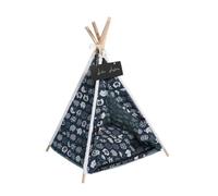 AKOOSY Tente pour Animaux de Compagnie, Lit Intérieur Amovible Lavable | Lin et Bois, Format Portable, Usage Intérieur et Extérieur, pour Chien et Chat, Structure Teepee