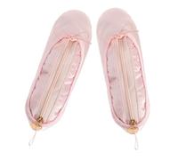 AKOOSY Trousse à Stylos Ballerine en Satin Rose 2 Pièces, Pochette Maquillage Multifonction pour Danseuse, Étui Rangement Chaussures de Danse Classique, Organisateur Léger et Portable