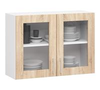 AKORD Armoire à Vitrine 580 de Cuisine Lima | Fonctionnelle | Durable | Design Moderne | pour Grandes et Petites Cuisines | Facile d'entretien |Blanc & Chêne Sonoma