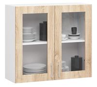 AKORD Armoire à Vitrine 720 de Cuisine Lima | Fonctionnelle | Durable | Design Moderne | pour Grandes et Petites Cuisines | Facile d'entretien |Blanc & Chêne Sonoma