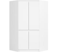 Armoire d'angle AKORD S100 Blanche 100 cm 4 portes façade Blanche 6 étagères 100x50x180 cm