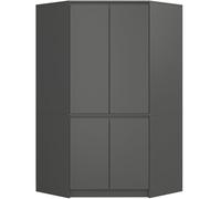 AKORD Armoire d'angle S100 - 100 cm - Avec 4 portes - Intérieur spacieux - Rangement peu encombrant - 100 x 180 x 50 cm (l x H x P) - Poids : 101,20 kg - Gris graphite/gris graphite