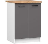 AKORD | Armoire de Cuisine avec Plan de Travail - Oliwia S40 | Meuble Bas avec 2 Portes et 2 Étagères | Armoire de Cuisine Basse de 60 cm de Large | 46x60x85 cm | Blanc & Gris Graphite