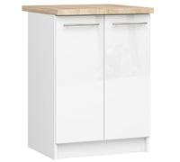 AKORD | Armoire de Cuisine avec Plan de Travail - Oliwia S40 | Meuble Bas avec 2 Portes et 2 Étagères | Armoire de Cuisine Basse de 60 cm de Large | 46x60x85 cm | Blanc | Blanc Brillant