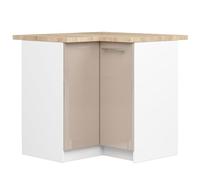 AKORD | Armoire de Cuisine avec Plan de Travail - Oliwia S90 | Meuble Bas avec 2 Portes et 2 Étagères | Armoire de Cuisine Basse de 90 cm de Large | 46x90x85 cm | Blanc | Cappuccino Brillant