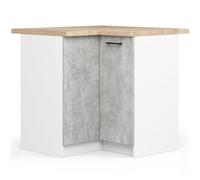 AKORD | Armoire de Cuisine avec Plan de Travail - Oliwia S90 | Meuble Bas avec 2 Portes et 2 Étagères | Armoire de Cuisine Basse de 90 cm de Large | 46x90x85 cm | Blanc | Béton