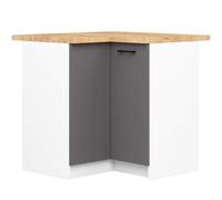 AKORD | Armoire de Cuisine avec Plan de Travail - Oliwia S90 | Meuble Bas avec 2 Portes et 2 Étagères | Armoire de Cuisine Basse de 90 cm de Large | 46 x 90 x 85 cm | Blanc & Gris Graphite