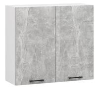 AKORD | Armoire de Cuisine Suspendue - Oliwia 80 cm H720 | Meuble avec 2 Portes | Armoire de Rangement | 80 x 30 x 72 cm | Blanc & Béton