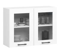 AKORD | Armoire de Cuisine Suspendue - Vitrine de Cuisine 80cm, H580 | Meuble avec 2 Portes et 2 Étagères | Armoire de Rangement | Blanc