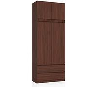 AKORD Armoire de Rangement | Armoir Placard Chambre | L90 x H234 x P51 cm | Etagères Tiroirs Tringle à Vetement | Penderie 2 Portes Garde-Robe | Montage Facile