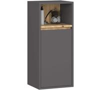 AKORD Armoire Murale Salle de Bain 30cm - Meuble Mural Compact 1 Porte 3 Étagères - 35 x 80 x 30 cm - Petit - Suspendu de Rangement Idéal pour Cosmétiques et Produits - Gris Graphite & Chêne Artisan
