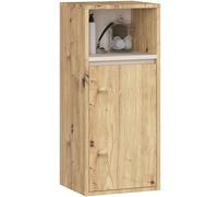 AKORD Armoire Murale Salle de Bain 30cm - Meuble Mural Compact 1 Porte 3 Étagères - 35 x 80 x 30 cm - Petit - Suspendu de Rangement Idéal pour Cosmétiques et Produits - Chêne Artisan & Cachemire