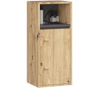 AKORD Armoire Murale Salle de Bain 30cm - Meuble Mural Compact 1 Porte 3 Étagères - 35 x 80 x 30 cm - Petit - Suspendu de Rangement Idéal pour Cosmétiques et Produits - Chêne Artisan & Gris Graphite