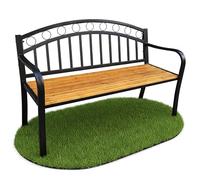AKORD Arum Banc de jardin en bois laqué et pieds en acier résistant aux intempéries avec accoudoirs Largeur 127 cm Noir