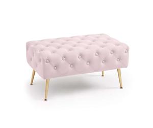 AKORD Banc Banquette en Velours Capitonné Madrid 80 cm, Bout de lit Capitonnée, Piètement Métal Doré, Repose-Pieds, 80 x 41 x 42 cm, pour Entrée Salon Chambre à Coucher, Rose Poudré
