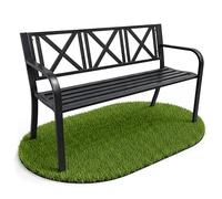 AKORD Banc de Jardin Cross avec des Pieds en Acier et Un Dossier en Fonte, Banquette Extérieure pour Balcon et Terrasse, 119 cm, Noir