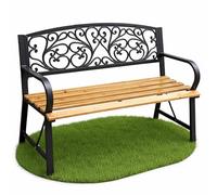 Banc de jardin noir NERINA avec bois laqué et pieds en fonte, largeur 118 cm Noir, Marron