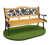 AKORD Banc de jardin rose avec pieds en fonte et bois verni | Banc d'extérieur | Bancs extérieurs avec accoudoir | Bancs modernes résistants aux intempéries | Largeur 118 cm | Marron