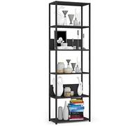 AKORD Bibliothèque avec 6 étagères de 60 cm de large | Style industriel / loft | Ouverte | Construction squelette | Étagère sur pied | Bois/métal | Pour cuisine, chambre à coucher, bureau | Étagère