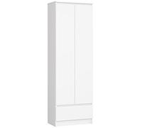 AKORD Bibliothèque de Bureau CLP 60 cm 1 Tiroir et 2 Portes Meuble Support pour Documents Livres pour Meuble de Chambre Panneau Stratifié 16mm Couleur Blanc