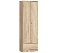 AKORD Bibliothèque de Bureau Rangement CLP | 60 cm 1 Tiroir et 2 Portes | Meuble Support pour Documents Livres pour Meuble de Chambre | Panneau Stratifié 16mm | Couleur Chêne Sonoma