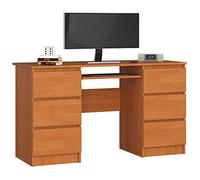 AKORD Bureau Ordinateur PC A11 avec Tablette Clavier | L135 x H77 x P50 cm 60 kg | 6 Tiroirs | Grand Bureau de Chambre PC Desk Table