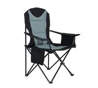 AKORD Chaise de Camping Pliante FOTYN | Chaise Pliante étanche Chaise de pêche avec Porte-gobelet | avec récipient Thermique| Tissu Solide | Poids : 2,8 kg | jusqu'à 110 kg | Noir & Gris