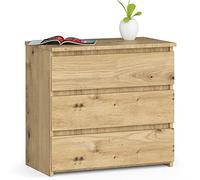 AKORD CL-3 Table de Chevet avec 3 tiroirs Commode pour Le Salon, la Chambre, Le Bureau 60 x 57 x 35 cm (l x H x P) Poids 26 kg Chêne Artisanal