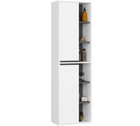 AKORD Colonne Salle de Bain Suspendue VAMI W50 - Meuble Mural 2 Portes, 10 Étagères - Rangement pour Cosmétiques et Serviettes, Fixation Murale - 50x170x30 cm - Blanc & Gris Graphite