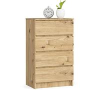 AKORD Commode 4 Tiroirs | 60x99x40 cm | Moderne Commode de Salon | Armoire Latérale Haut Buffet | Vaisselier Salle à Manger Chambre Couloir Salle de Bain Entree | Poids 35 kg | Chêne Artisanal