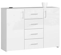 AKORD Commode 4 Tiroirs et 2 étagères avec Portes K45 | L110 x H80 x P35 cm | Moderne Bahut Meubles de Salon TV | Buffet Salle a Manger Chambre | Poids 43 kg