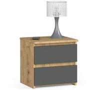 AKORD | Commode à 2 tiroirs - Armoire multi-usages - Bureau d'angle - Pour la maison - Montage facile - 40 x 40 x 35 cm - Chêne artisanal et façade gris graphite