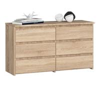 AKORD Commode CL-100 avec 6 Tiroirs | Pour Salon, Chambre à Coucher Armoire de Salon | Moderne | Panneau en stratifié de 16 mm | Meuble de Rangement | 35x100x57 cm | Chêne Sonoma + Façade Chêne Sonoma