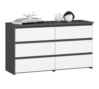 AKORD Commode CL-100 avec 6 Tiroirs | pour Salon, Chambre à Coucher, Armoire de Salon | Moderne | Panneau en stratifié de 16 mm | Meuble de Rangement | 35x100x57 cm | Gris Graphite + Façade Blanc