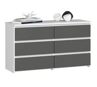 AKORD Commode CL-100 avec 6 Tiroirs | pour Salon, Chambre à Coucher, Armoire de Salon | Moderne | Panneau en stratifié de 16 mm | Meuble de Rangement | 35x100x57 cm | Blanc + Façade Gris Graphite