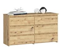 AKORD Commode CL-100 avec 6 Tiroirs | pour Salon, Chambre à Coucher, Armoire de Salon | Panneau en stratifié de 16 mm | Meuble de Rangement | 35x100x57 cm | Chêne Artisan + Façade Chêne Artisan