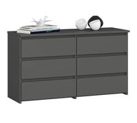 AKORD Commode CL-100 avec 6 Tiroirs | pour Salon, Chambre à Coucher, Armoire de Salon | Panneau en stratifié de 16 mm | Meuble de Rangement | 35x100x57 cm | Gris Graphite + Façade Gris Graphite