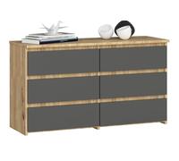 AKORD Commode CL-100 avec 6 Tiroirs | pour Salon, Chambre à Coucher, Armoire de Salon | Panneau en stratifié de 16 mm | Meuble de Rangement | 35x100x57 cm | Chêne Artisan + Façade Gris Graphite